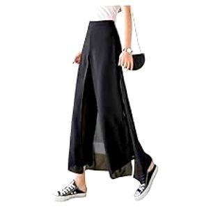 Vintage 90s Black High-Waisted Palazzo Pants | Wide Leg Crepe Trousers Size 8P